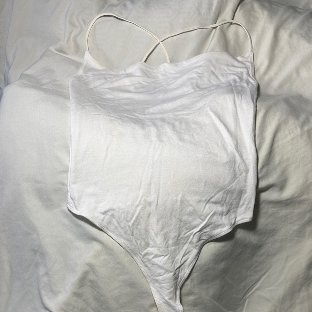 Abercrombie & Fitch Cream Spaghetti Strap Bodysuit